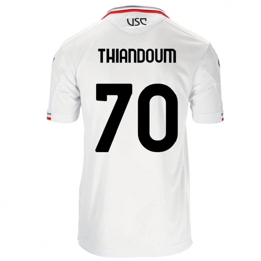 Danxen Mujer Camiseta Omar Thiandoum #70 Blanco Rojo 2ª Equipación 2025/26 La Camisa México