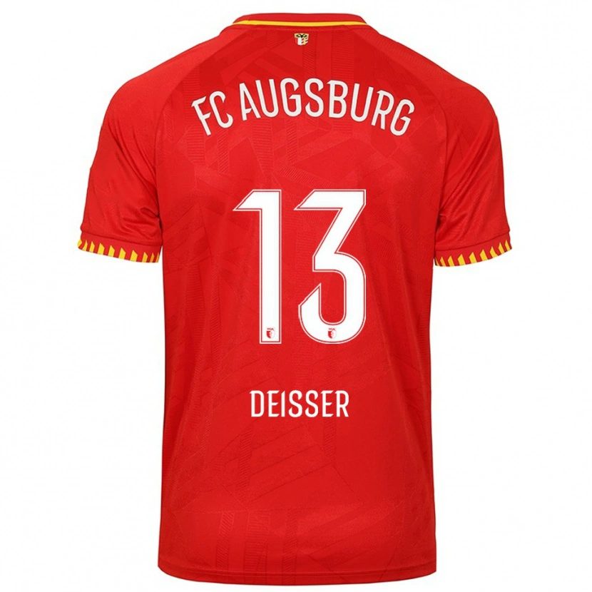 Danxen Mujer Camiseta Anna Deißer #13 Rojo Amarillo 2ª Equipación 2025/26 La Camisa México