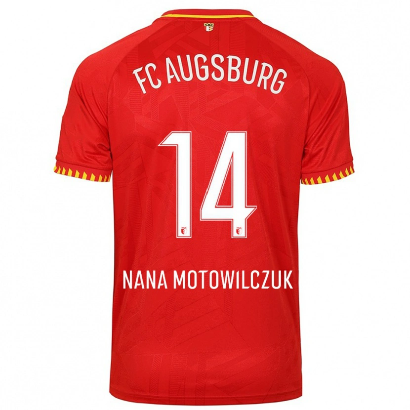 Danxen Mujer Camiseta Kevin Nana Motowilczuk #14 Rojo Amarillo 2ª Equipación 2025/26 La Camisa México