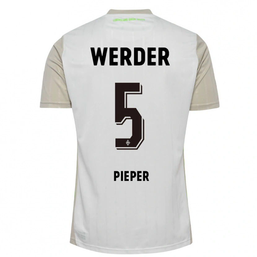 Danxen Mujer Camiseta Amos Pieper #5 Blanco Negro 2ª Equipación 2025/26 La Camisa México