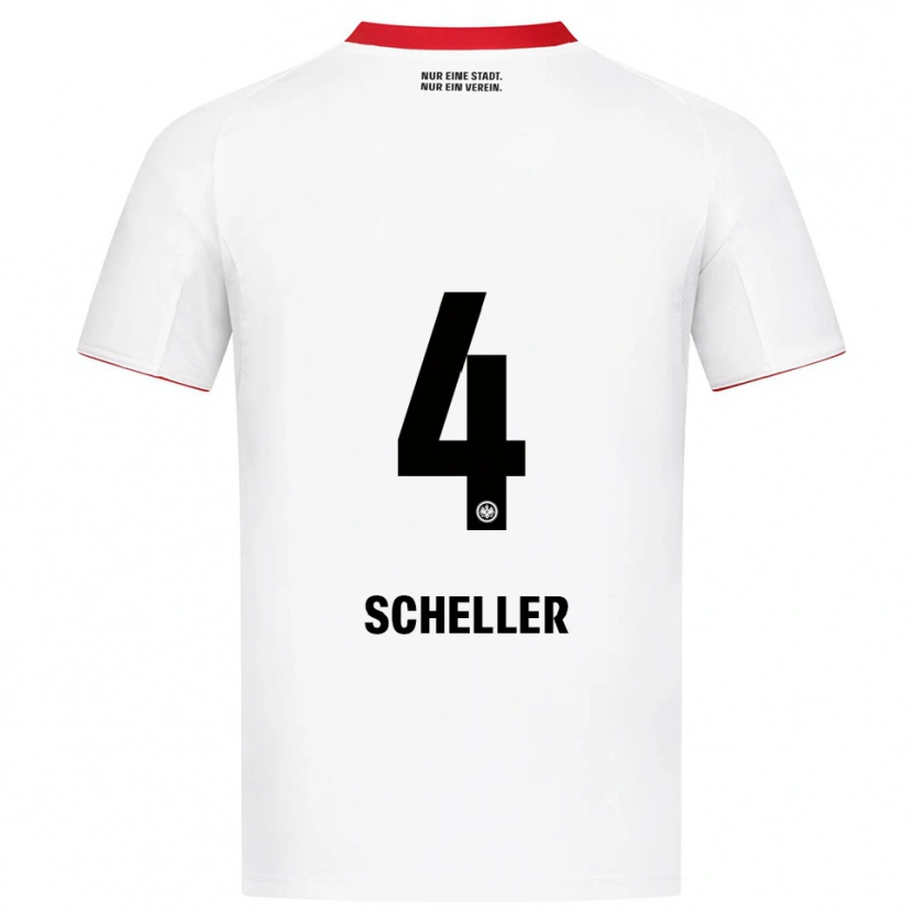 Danxen Mujer Camiseta Niklas Scheller #4 Blanco Rojo 2ª Equipación 2025/26 La Camisa México