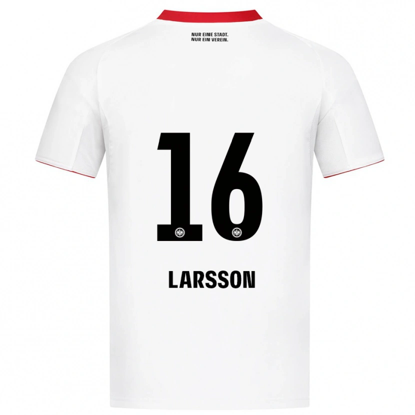 Danxen Mujer Camiseta Hugo Larsson #16 Blanco Rojo 2ª Equipación 2025/26 La Camisa México