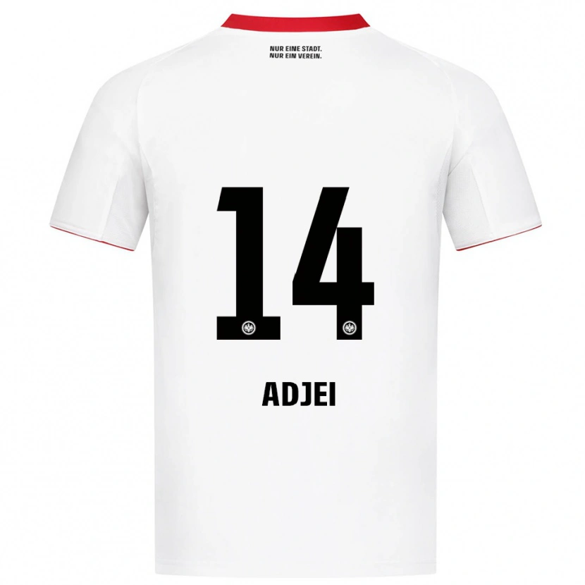 Danxen Mujer Camiseta Allen Adjei #14 Blanco Rojo 2ª Equipación 2025/26 La Camisa México