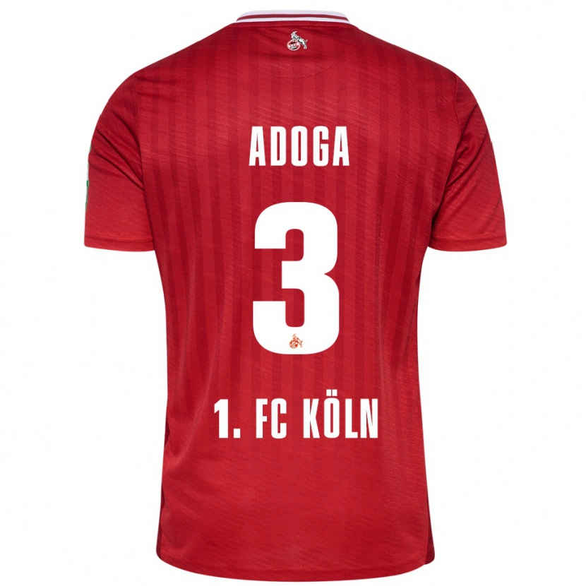 Danxen Mujer Camiseta Brian Adoga #3 Rojo Blanco 2ª Equipación 2025/26 La Camisa México