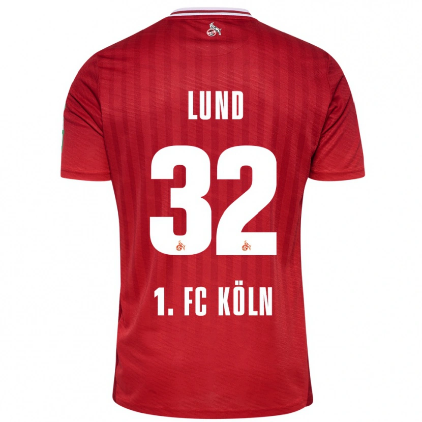 Danxen Mujer Camiseta Kristoffer Lund #32 Rojo Blanco 2ª Equipación 2025/26 La Camisa México
