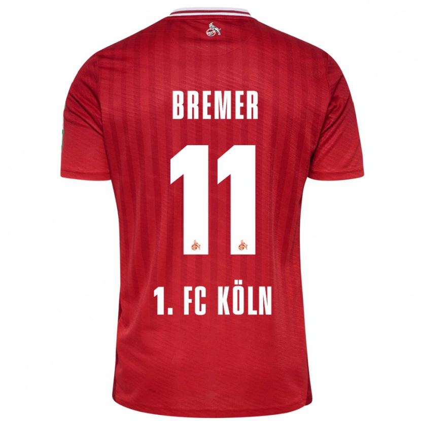 Danxen Mujer Camiseta Pauline Bremer #11 Rojo Blanco 2ª Equipación 2025/26 La Camisa México