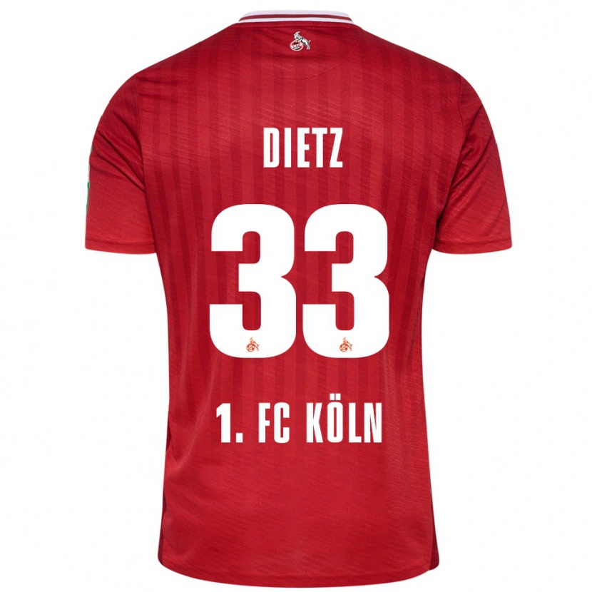 Danxen Mujer Camiseta Florian Dietz #33 Rojo Blanco 2ª Equipación 2025/26 La Camisa México