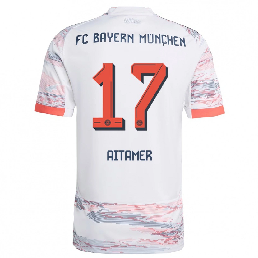 Danxen Mujer Camiseta Younes Aitamer #17 Blanco Gris 2ª Equipación 2025/26 La Camisa México