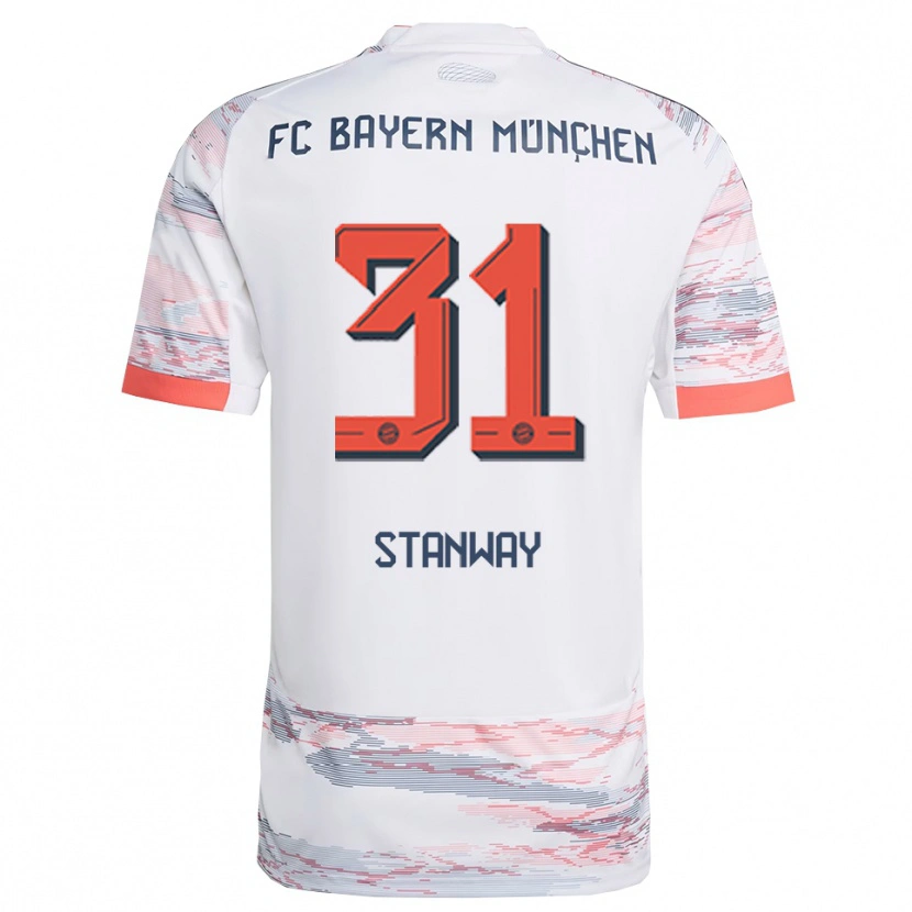Danxen Mujer Camiseta Georgia Stanway #31 Blanco Gris 2ª Equipación 2025/26 La Camisa México