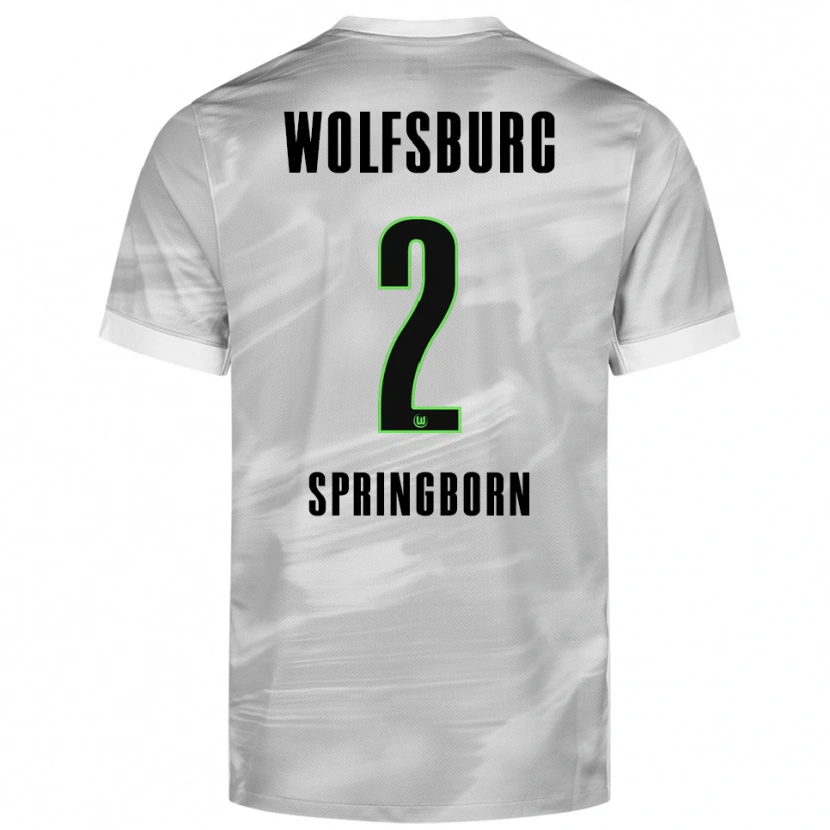 Danxen Mujer Camiseta Noah Springborn #2 Gris Blanco 2ª Equipación 2025/26 La Camisa México