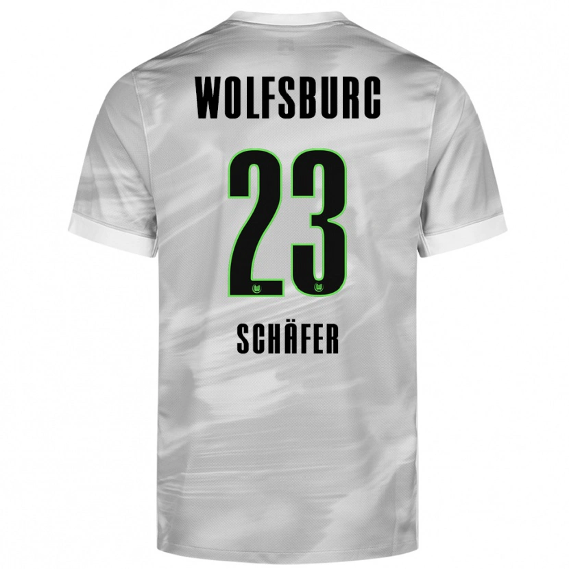 Danxen Mujer Camiseta Elia Schäfer #23 Gris Blanco 2ª Equipación 2025/26 La Camisa México