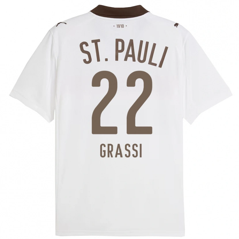 Danxen Mujer Camiseta Levi Grassi #22 Blanco Rojo 2ª Equipación 2025/26 La Camisa México
