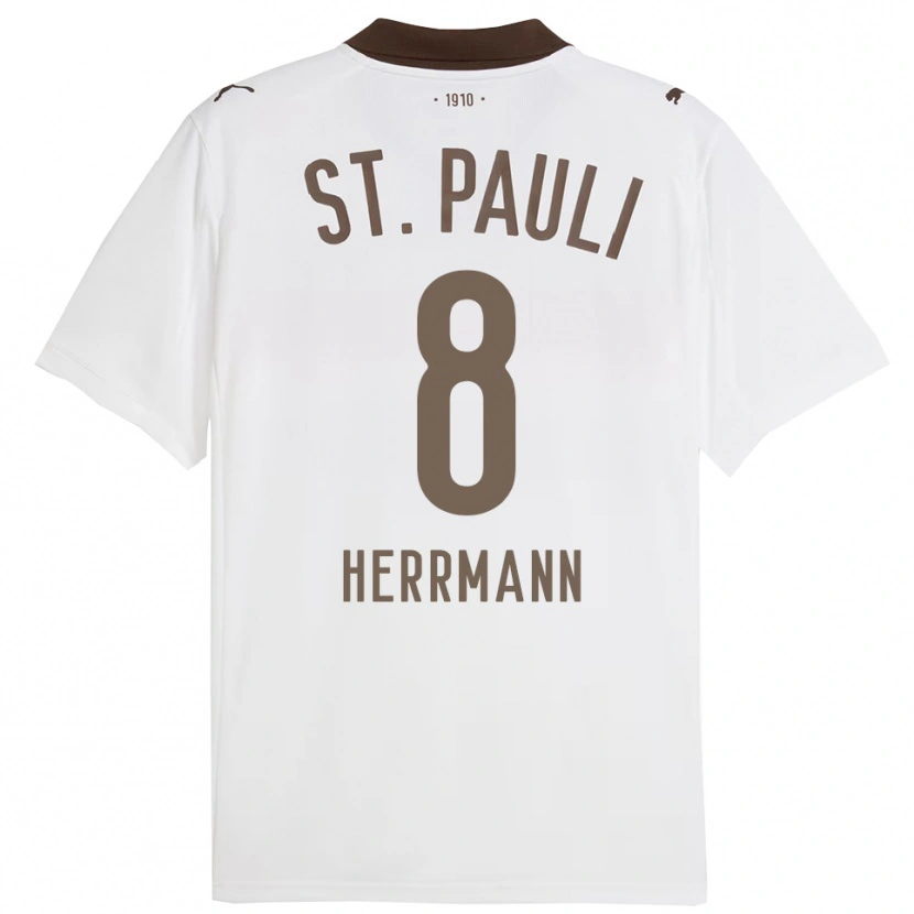 Danxen Mujer Camiseta Max Herrmann #8 Blanco Rojo 2ª Equipación 2025/26 La Camisa México