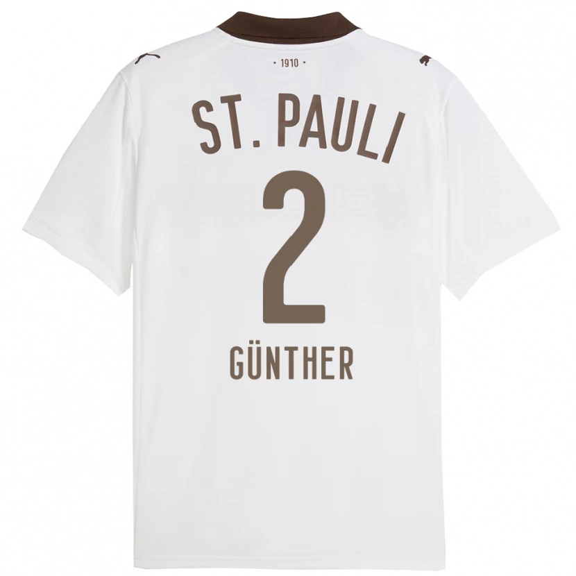 Danxen Mujer Camiseta Luca Günther #2 Blanco Rojo 2ª Equipación 2025/26 La Camisa México