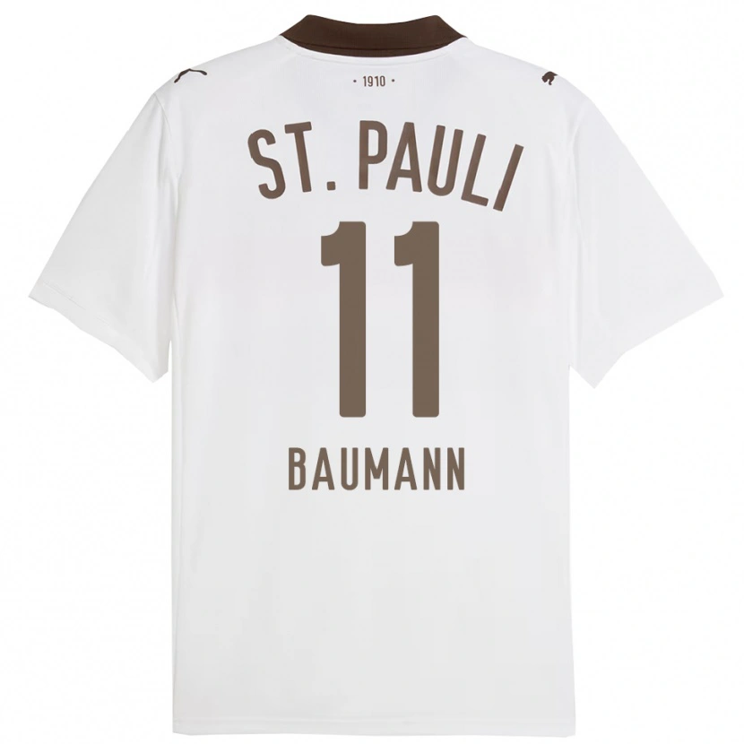 Danxen Mujer Camiseta Malte Baumann #11 Blanco Rojo 2ª Equipación 2025/26 La Camisa México