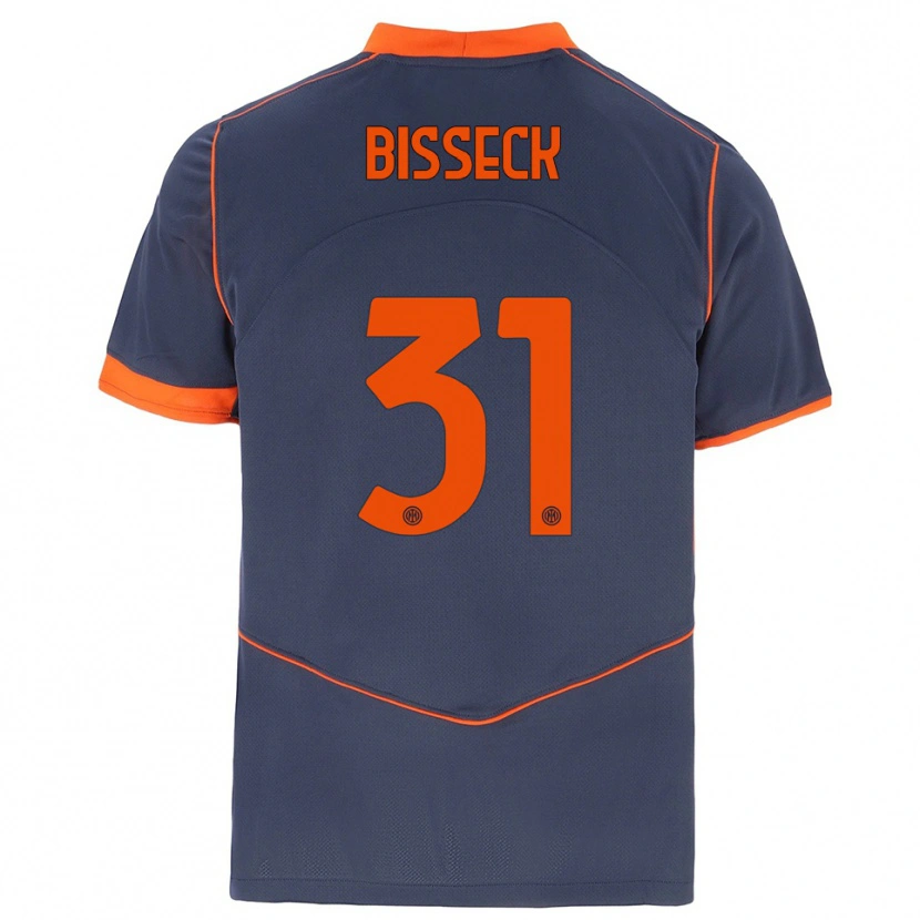 Danxen Mujer Camiseta Yann Bisseck #31 Gris Naranja Equipación Tercera 2025/26 La Camisa México