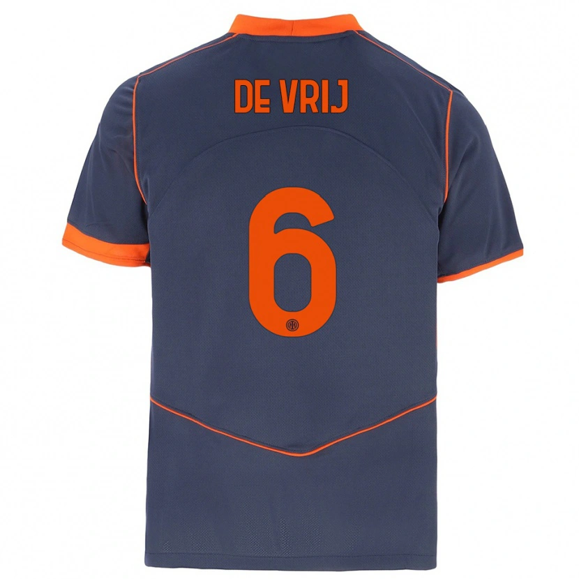 Danxen Mujer Camiseta Stefan De Vrij #6 Gris Naranja Equipación Tercera 2025/26 La Camisa México