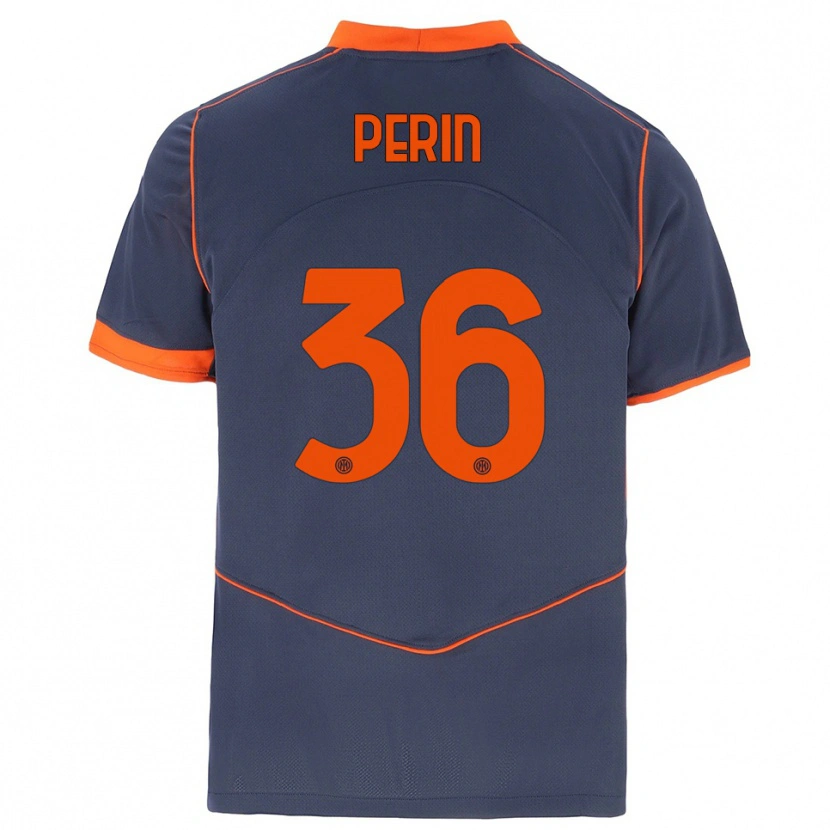 Danxen Mujer Camiseta Nicolo Perin #36 Gris Naranja Equipación Tercera 2025/26 La Camisa México