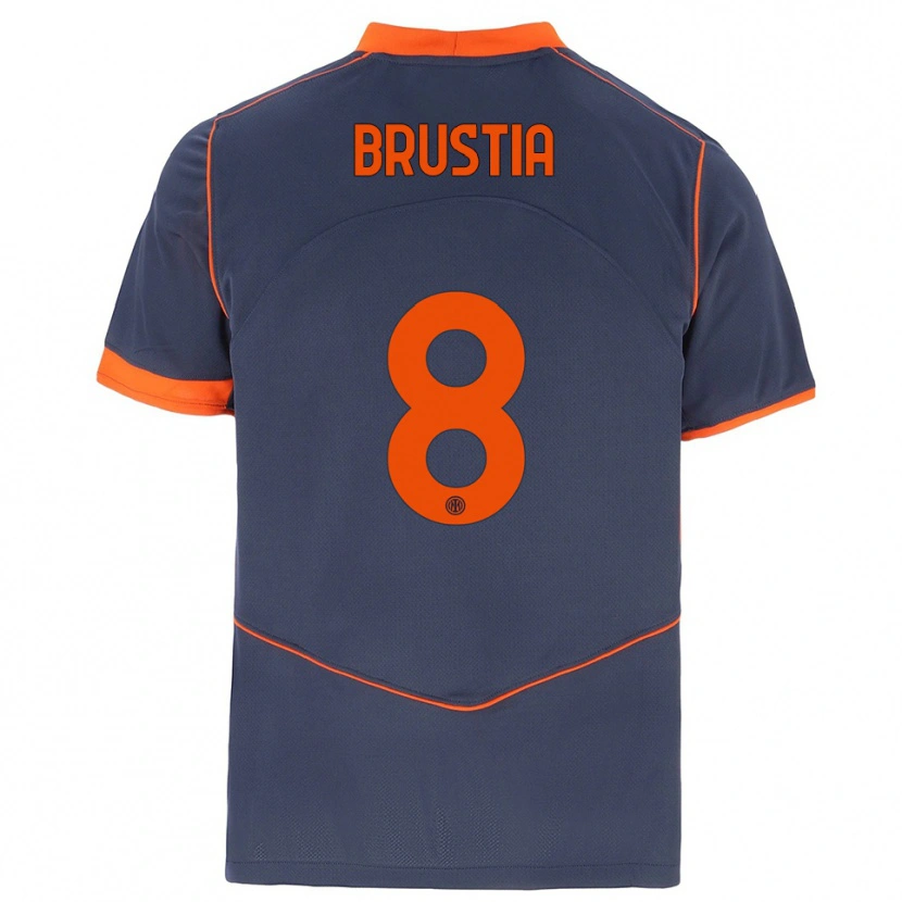 Danxen Mujer Camiseta Martina Brustia #8 Gris Naranja Equipación Tercera 2025/26 La Camisa México