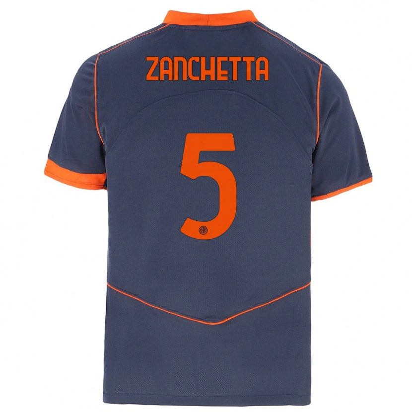 Danxen Mujer Camiseta Mattia Zanchetta #5 Gris Naranja Equipación Tercera 2025/26 La Camisa México