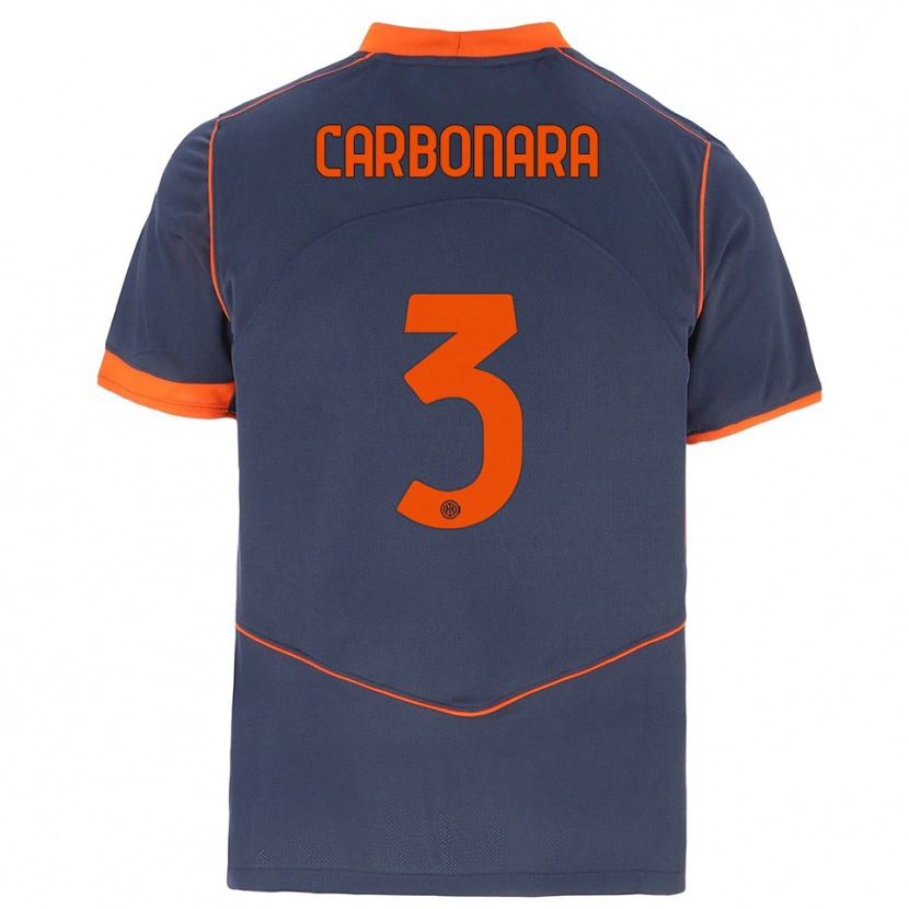 Danxen Mujer Camiseta Matteo Carbonara #3 Gris Naranja Equipación Tercera 2025/26 La Camisa México