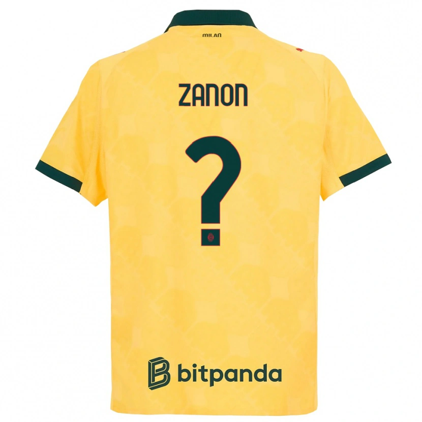 Danxen Mujer Camiseta Thomas Zanon #0 Amarillo Negro Equipación Tercera 2025/26 La Camisa México