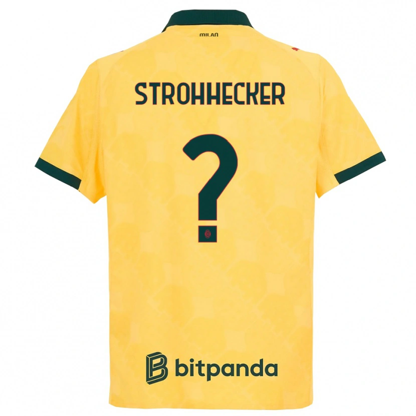 Danxen Mujer Camiseta Riccardo Strohhecker #0 Amarillo Negro Equipación Tercera 2025/26 La Camisa México