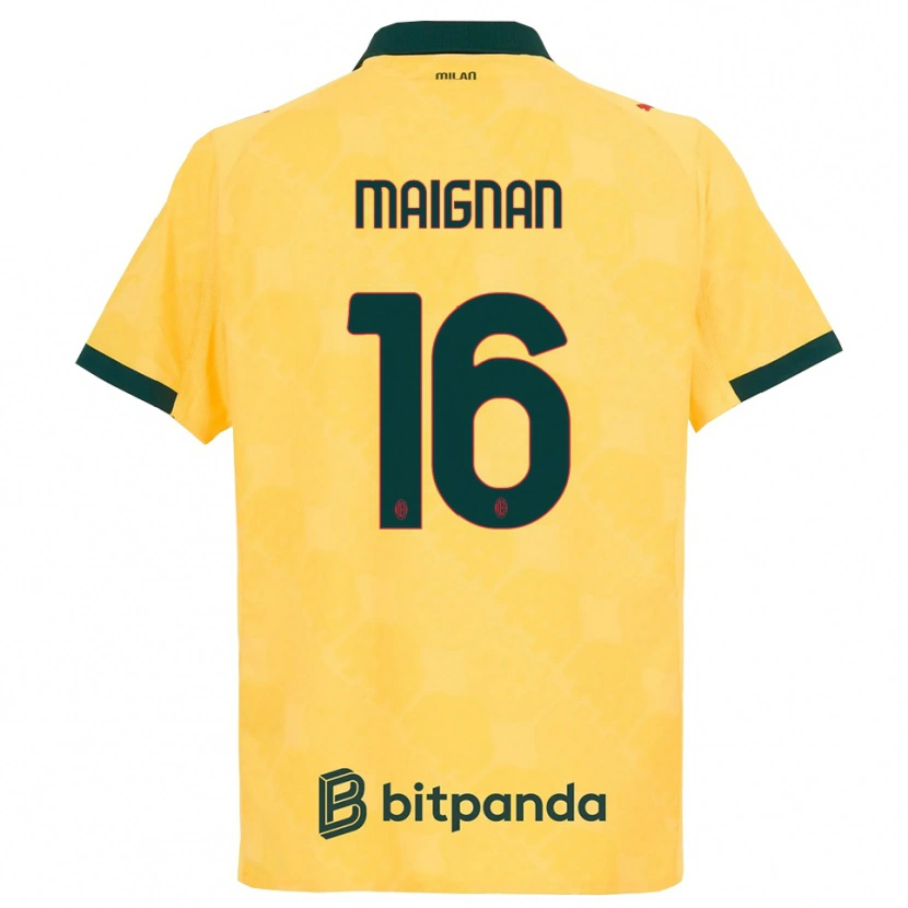 Danxen Mujer Camiseta Mike Maignan #16 Amarillo Negro Equipación Tercera 2025/26 La Camisa México
