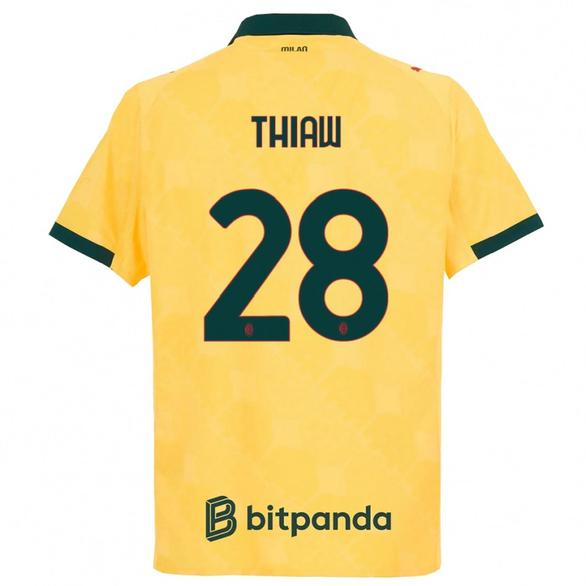 Danxen Mujer Camiseta Malick Thiaw #28 Amarillo Negro Equipación Tercera 2025/26 La Camisa México