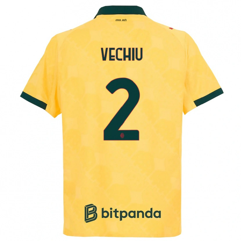 Danxen Mujer Camiseta Christian Vechiu #2 Amarillo Negro Equipación Tercera 2025/26 La Camisa México