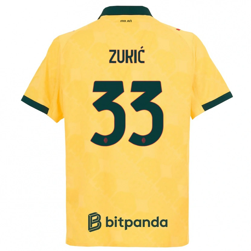 Danxen Mujer Camiseta Damir Zukić #33 Amarillo Negro Equipación Tercera 2025/26 La Camisa México