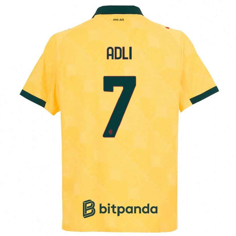 Danxen Mujer Camiseta Yacine Adli #7 Amarillo Negro Equipación Tercera 2025/26 La Camisa México