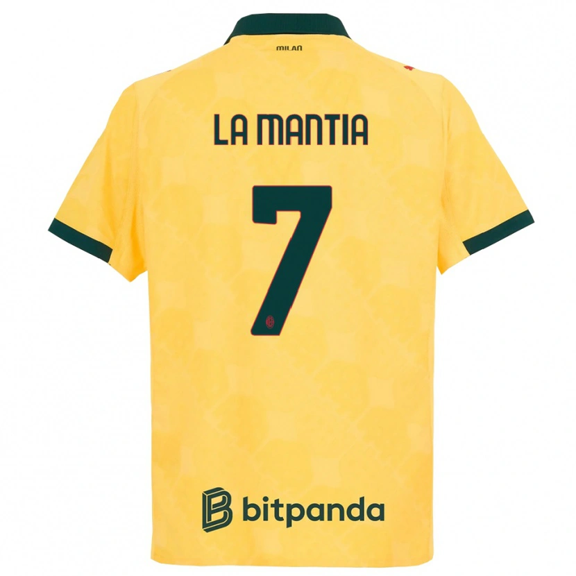 Danxen Mujer Camiseta Simon La Mantia #7 Amarillo Negro Equipación Tercera 2025/26 La Camisa México
