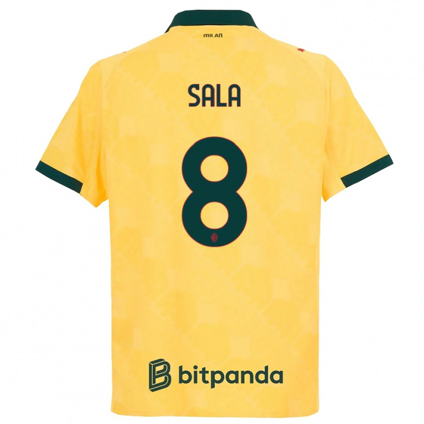 Danxen Mujer Camiseta Emanuele Sala #8 Amarillo Negro Equipación Tercera 2025/26 La Camisa México