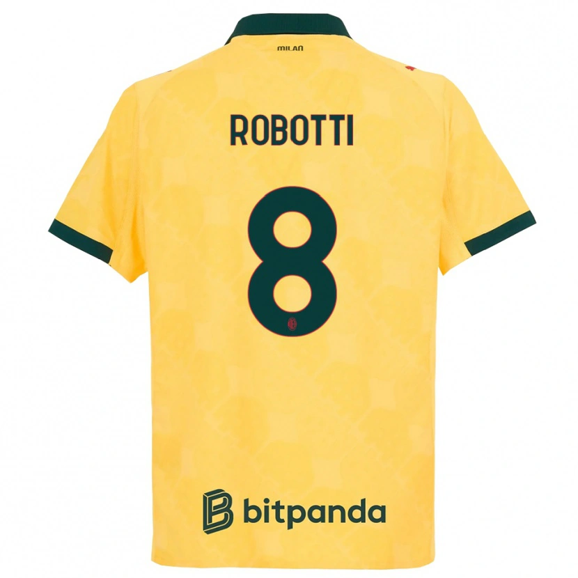 Danxen Mujer Camiseta Giovanni Robotti #8 Amarillo Negro Equipación Tercera 2025/26 La Camisa México