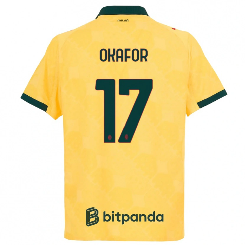 Danxen Mujer Camiseta Noah Okafor #17 Amarillo Negro Equipación Tercera 2025/26 La Camisa México