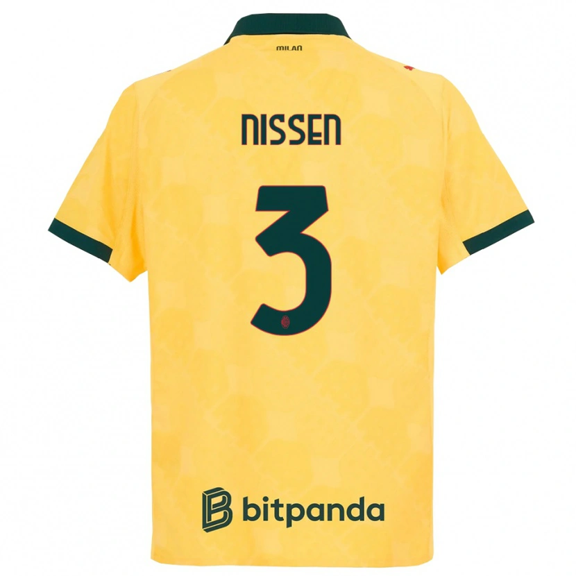 Danxen Mujer Camiseta Fredrik Nissen #3 Amarillo Negro Equipación Tercera 2025/26 La Camisa México