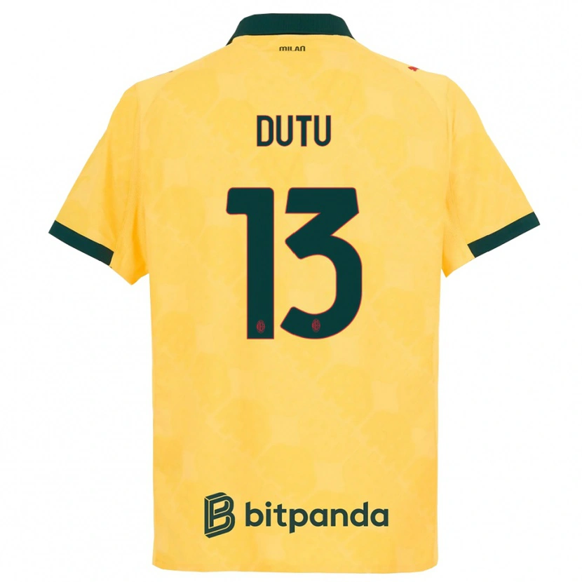 Danxen Mujer Camiseta Matteo Duțu #13 Amarillo Negro Equipación Tercera 2025/26 La Camisa México