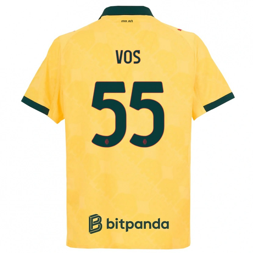 Danxen Mujer Camiseta Silvano Vos #55 Amarillo Negro Equipación Tercera 2025/26 La Camisa México