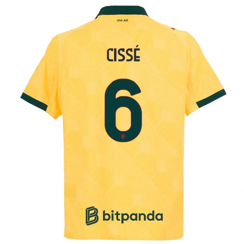 Danxen Mujer Camiseta Maiga-Hamadoun Cissé #6 Amarillo Negro Equipación Tercera 2025/26 La Camisa México