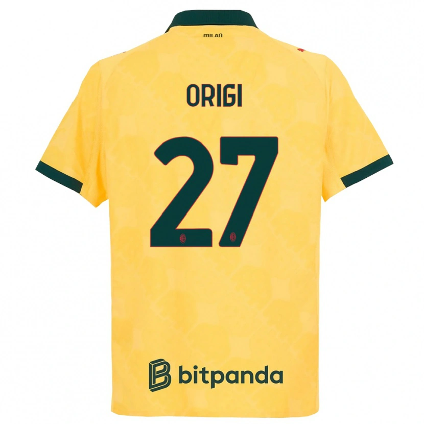 Danxen Mujer Camiseta Divock Origi #27 Amarillo Negro Equipación Tercera 2025/26 La Camisa México