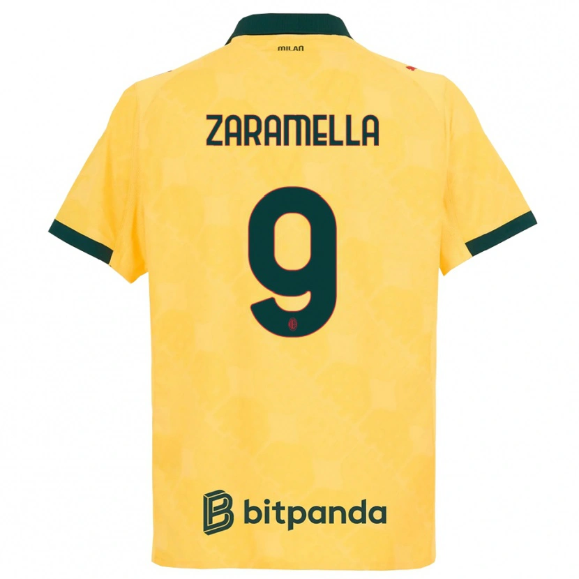 Danxen Mujer Camiseta Mattia Zaramella #9 Amarillo Negro Equipación Tercera 2025/26 La Camisa México
