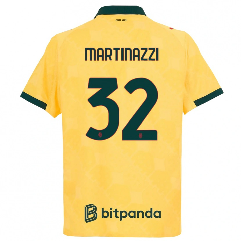 Danxen Mujer Camiseta Luca Martinazzi #32 Amarillo Negro Equipación Tercera 2025/26 La Camisa México