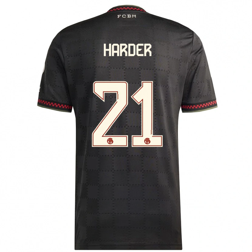 Danxen Mujer Camiseta Pernille Harder #21 Negro Blanco Equipación Tercera 2025/26 La Camisa México