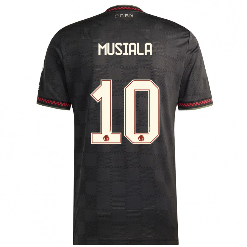 Danxen Mujer Camiseta Jamal Musiala #10 Negro Blanco Equipación Tercera 2025/26 La Camisa México