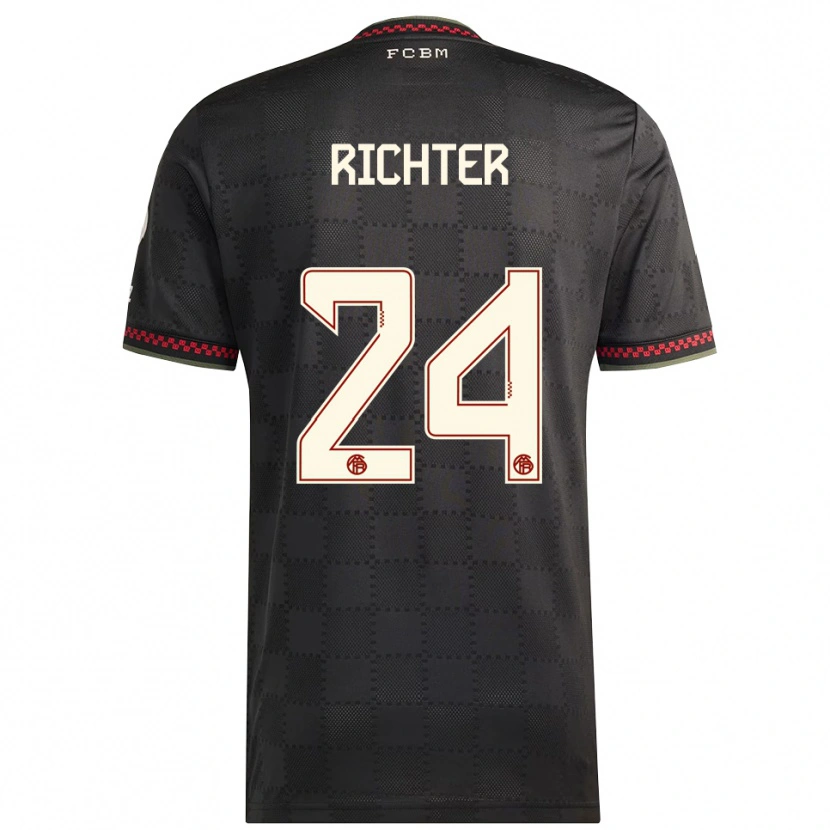 Danxen Mujer Camiseta Louis Richter #24 Negro Blanco Equipación Tercera 2025/26 La Camisa México