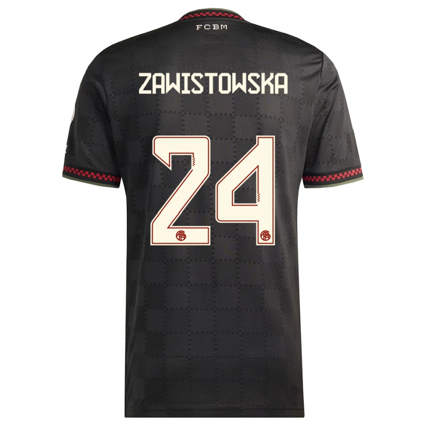 Danxen Mujer Camiseta Weronika Zawistowska #24 Negro Blanco Equipación Tercera 2025/26 La Camisa México