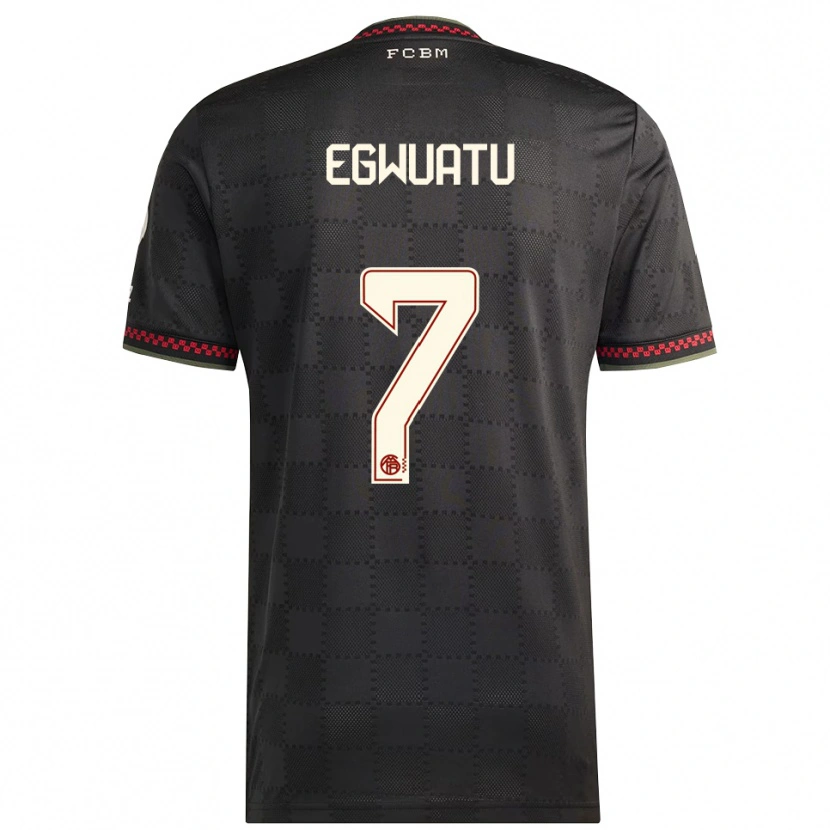Danxen Mujer Camiseta Frank Egwuatu #7 Negro Blanco Equipación Tercera 2025/26 La Camisa México