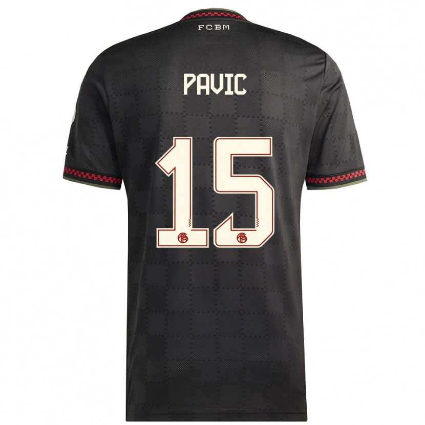 Danxen Mujer Camiseta Filip Pavic #15 Negro Blanco Equipación Tercera 2025/26 La Camisa México