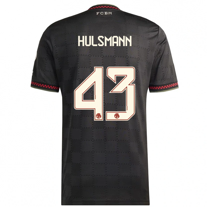 Danxen Mujer Camiseta Tom Hulsmann #43 Negro Blanco Equipación Tercera 2025/26 La Camisa México